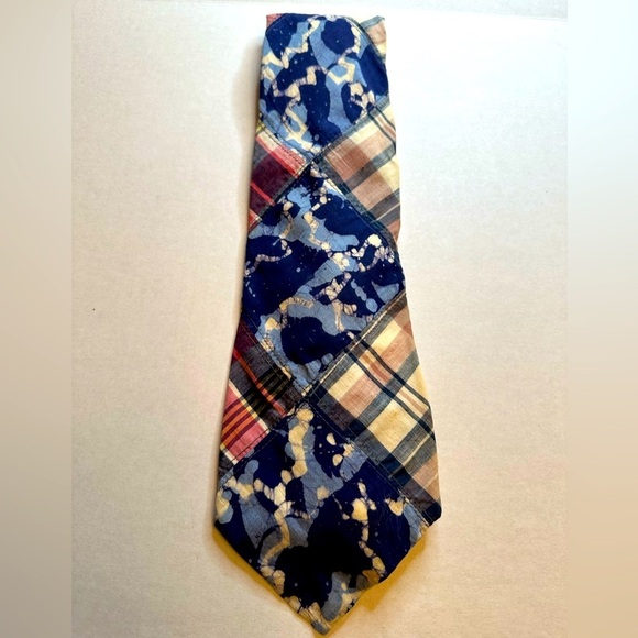 bill blass Other - Vintage 70s Bill Blass Patchwork Men’s Necktie Blue Red Tie Dye Orange White